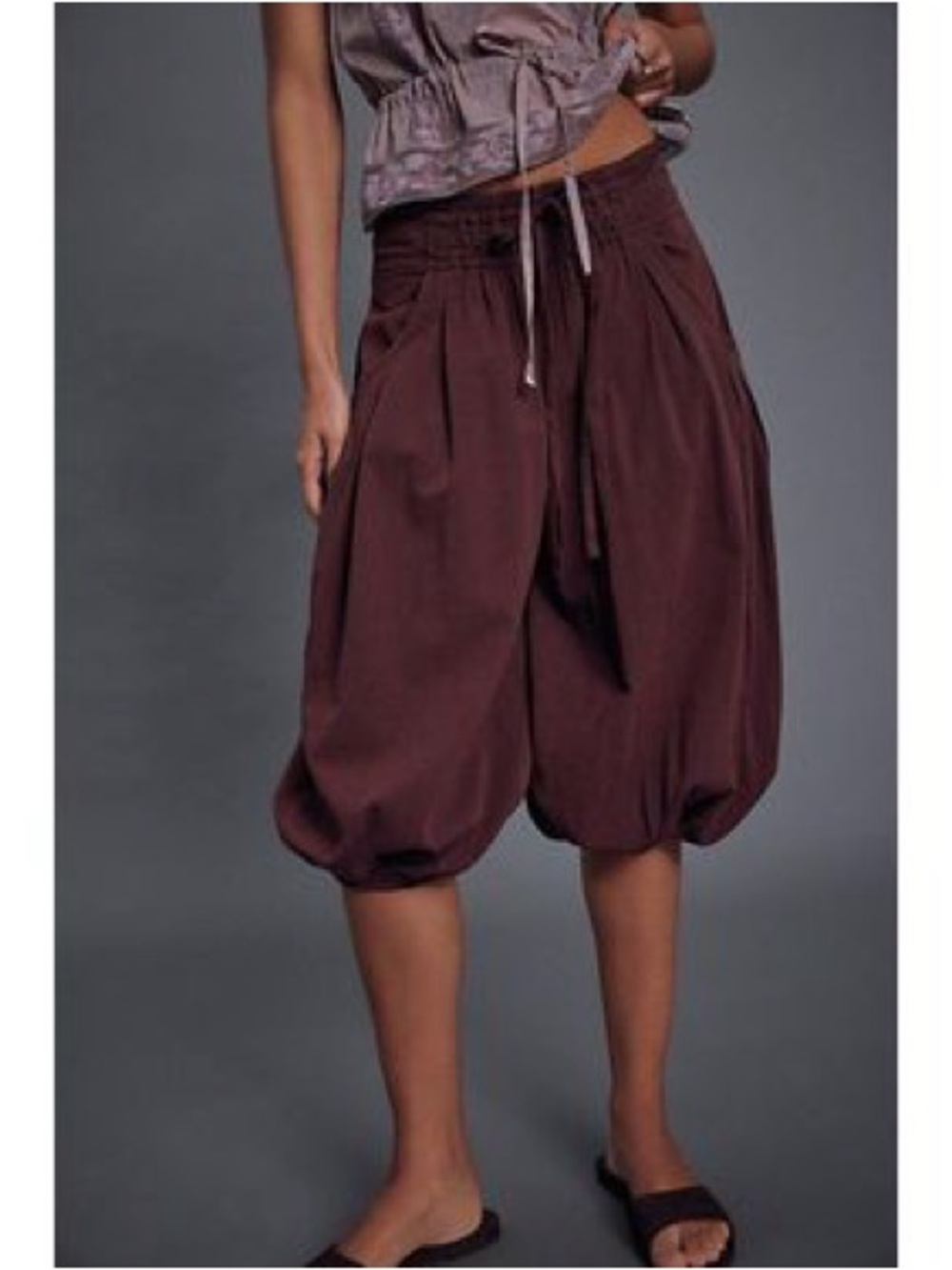 NWT Free People Calle Balloon Crop Pull-On Pants Chocolate Brown size Medium